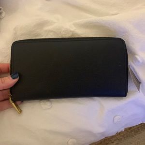 J Crew Black Continental Zip Wallet